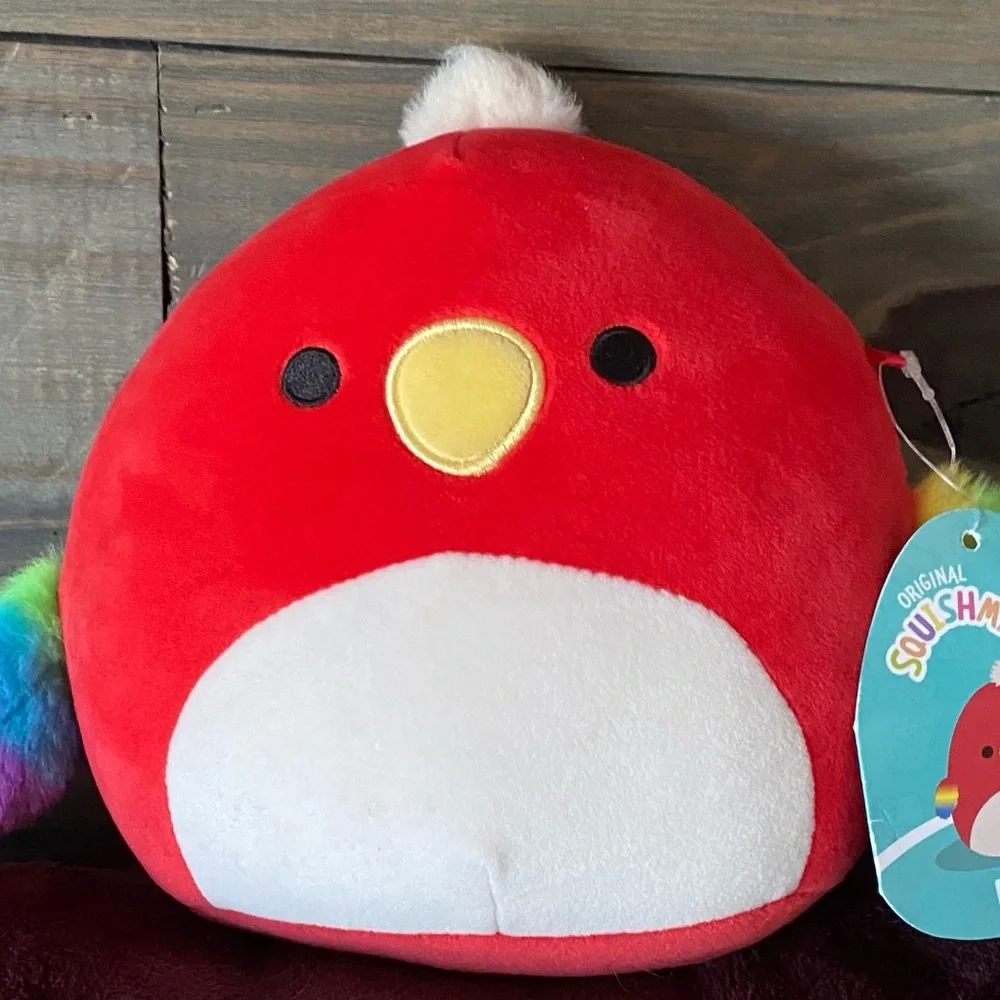 NWT Paco the parrot 8” Squishmallows Red and White Plush Toy